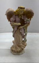 Load image into Gallery viewer, Classic Pink And White Color Porcelain Angel Figurine Wearing A Robe With Harp