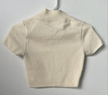 Load image into Gallery viewer, Zara Womens White Short Sleeve Mock Neck Pullover Cropped Blouse Top Size S