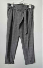 Load image into Gallery viewer, Zara Trafaluc Womens White Black Plaid Regular Fit Belted Paperbag Pants Size XS