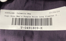 Load image into Gallery viewer, Hugo Boss Mens Purple Striped Print Long Sleeve Slim Fit Dress Shirt Size 16