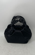 Load image into Gallery viewer, Elizabeth And James Womens Black Satin Bow Pleated Ring Handle Crossbody Purse