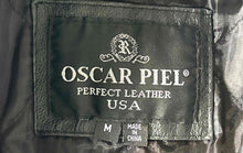 Load image into Gallery viewer, Oscar Piel Womens Black Leather Full-Zip Jacket Size Medium Missing Belt