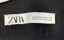 Load image into Gallery viewer, Zara Womens Black Ribbed Long Sleeve Crew Neck Regular Fit T-Shirt Size M