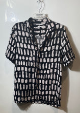 Load image into Gallery viewer, Zara Mens Black White Printed Short Sleeve Regular Fit Button-Up Shirt Size M