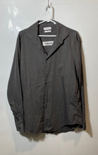 Load image into Gallery viewer, Calvin Klein Mens Dark Gray Cotton Long Sleeve Slim Fit Dress Shirt Size Large