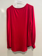 Load image into Gallery viewer, Vince Camuto Womens Red Long Sleeve Round Neck Draped Front Blouse Top Size L