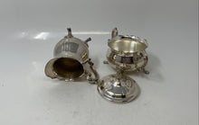 Load image into Gallery viewer, Silver-Tone Tableware Engraved Scroll Handle Lidded Sugar Bowl And Creamer Set
