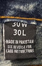 Load image into Gallery viewer, Focus Mens Blue Denim Distressed Rhinestone 5-Pocket Design Skinny Jeans 30W/30L