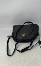 Load image into Gallery viewer, London Fog Womens Black Monogram Faux Leather Adjustable Strap Crossbody Bag