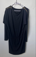 Load image into Gallery viewer, Michael Kors Womens Dark Blue Long Sleeve Shoulder Zip Shift Dress Size M