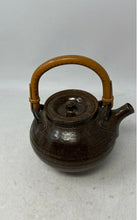 Load image into Gallery viewer, Antique Studio Pottery Teapot With Bamboo Handle