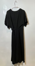 Load image into Gallery viewer, Mango Womens Black Flared Sleeve V-Neck Side Hoop Midi Length Wrap Dress Size 8