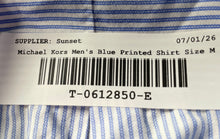 Load image into Gallery viewer, Michael Kors Mens Blue Striped Print Regular Fit Dress Shirt Size M 15 32/33