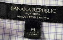 Load image into Gallery viewer, Banana Republic Mens Purple Plaid Cotton Non-Iron Stretch Button-Up Shirt Size M