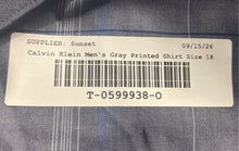 Load image into Gallery viewer, Calvin Klein Mens Gray Printed Long Sleeve Slim Fit Non-Iron Dress Shirt Size 18