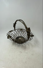 Load image into Gallery viewer, Silver Tone Grapes Handle Open Wire Metal Fruit Decorative Home Decor Basket