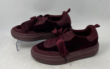 Load image into Gallery viewer, Zara Womens Burgundy Velvet Lace-Up Low Top Sneaker Shoes Size EUR 36
