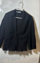 Load image into Gallery viewer, Zara Womens Black Long Sleeve Collared Tie Knot Front Sheer Blouse Top Size L