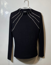 Load image into Gallery viewer, Express Womens Black Rhinestone Mock Neck Long Sleeve Pullover Blouse Top Size M