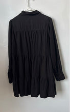 Load image into Gallery viewer, Zara Womens Black Long Sleeve Collared Casual Tiered Shirt Dress Size Medium