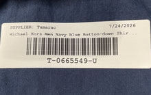 Load image into Gallery viewer, Michael Kors Mens Navy Blue Short Sleeve Slim Fit Button-Up Shirt Size Small