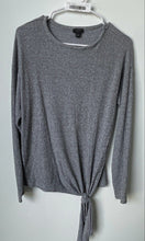 Load image into Gallery viewer, Ann Taylor Womens Gray Long Sleeve Round Neck Knot Hem Blouse Top Size S