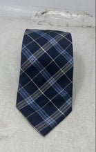 Load image into Gallery viewer, Alby Mens Blue Plaid Silk Adjustable Formal Pointed Tie One Size