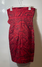 Load image into Gallery viewer, Alberta Ferretti Womens Red Embroidered Side Zip Strapless Bodycon Dress Size P