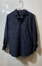 Load image into Gallery viewer, Armani Exchange Mens Blue Plaid Long Sleeve Collared Button-Up Shirt Size Small