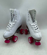 Load image into Gallery viewer, Chicago Womens White Pink Classic Lace-Up Quad Roller Skates Size 8