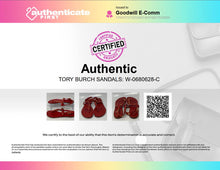 Load image into Gallery viewer, Authentic Tory Burch Womens Red Leather Studded Buckle Thong Sandals Size 7.5M