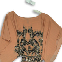 Load image into Gallery viewer, BCBGMAXAZRIA Womens Peach Black Printed Round Neck Mini Dress Size Small