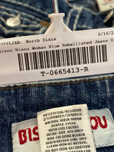 Load image into Gallery viewer, Bisou Bisou Womens Blue Embellished Sequin Denim Bootcut Jeans Size 8