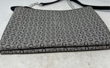 Load image into Gallery viewer, Guess Womens Gray Black Monogram Print Chain Strap Zipper Crossbody Bag