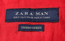 Load image into Gallery viewer, Zara Mens Red Embroidered Short Sleeve Collared Polo Shirt Size S