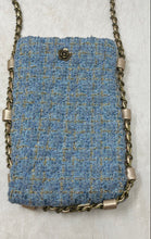 Load image into Gallery viewer, Montana West Womens Light Blue Tweed Chain Strap Phone Case Crossbody Bag