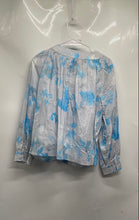 Load image into Gallery viewer, Calvin Klein Womens Gray Blue Floral Cotton Button Long Sleeve Blouse Top Sz XS