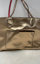 Load image into Gallery viewer, Aldo Womens Gold Metallic Leather Inner Pocket Double Strap Large Tote Handbag