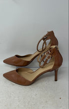 Load image into Gallery viewer, Michael Kors Womens Brown Patent Leather Pointed Toe Ankle Strap Heels Size 11
