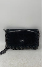 Load image into Gallery viewer, Unbranded Womens Black Leather Whipstitch Chain Crossbody Bag Made In Italy