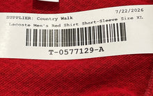 Load image into Gallery viewer, Lacoste Mens Red Crew Neck Short Sleeve Regular Fit Pullover T-Shirt Size XL