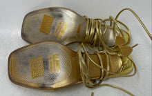 Load image into Gallery viewer, Anne Michelle Womens Yellow Gold Tone Stiletto Heel Strappy Sandals Size 8.5