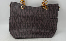 Load image into Gallery viewer, MKF Collection Womens Kissaten Brown Monogram Faux Leather Zip Top Tote Handbag