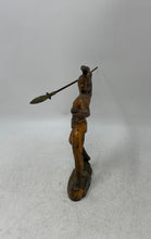 Load image into Gallery viewer, Vintage Brass Spartan Warrior King Leonidas w/ Spear Indian Men Hunter Figurine