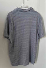 Load image into Gallery viewer, Michael Kors Mens Blue White Striped Cotton Short Sleeve Polo Shirt Size XL