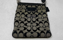 Load image into Gallery viewer, Coach Womens Gray Black Signature Print Adjustable Strap Zip Top Crossbody Bag