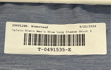 Load image into Gallery viewer, Calvin Klein Mens Blue Striped Steel+ Slim Fit Stretch Button-Up Shirt Size M