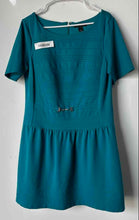 Load image into Gallery viewer, White House Black Market Womens Teal Short Sleeve Fit & Flare Dress Size 12