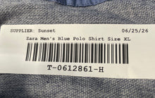 Load image into Gallery viewer, Zara Mens Blue Short Sleeve Collared Regular Fit Golf Polo Shirt Size XL