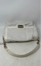 Load image into Gallery viewer, Cole Haan Womens White Perforated Leather Turn Lock Flap Shoulder Handbag